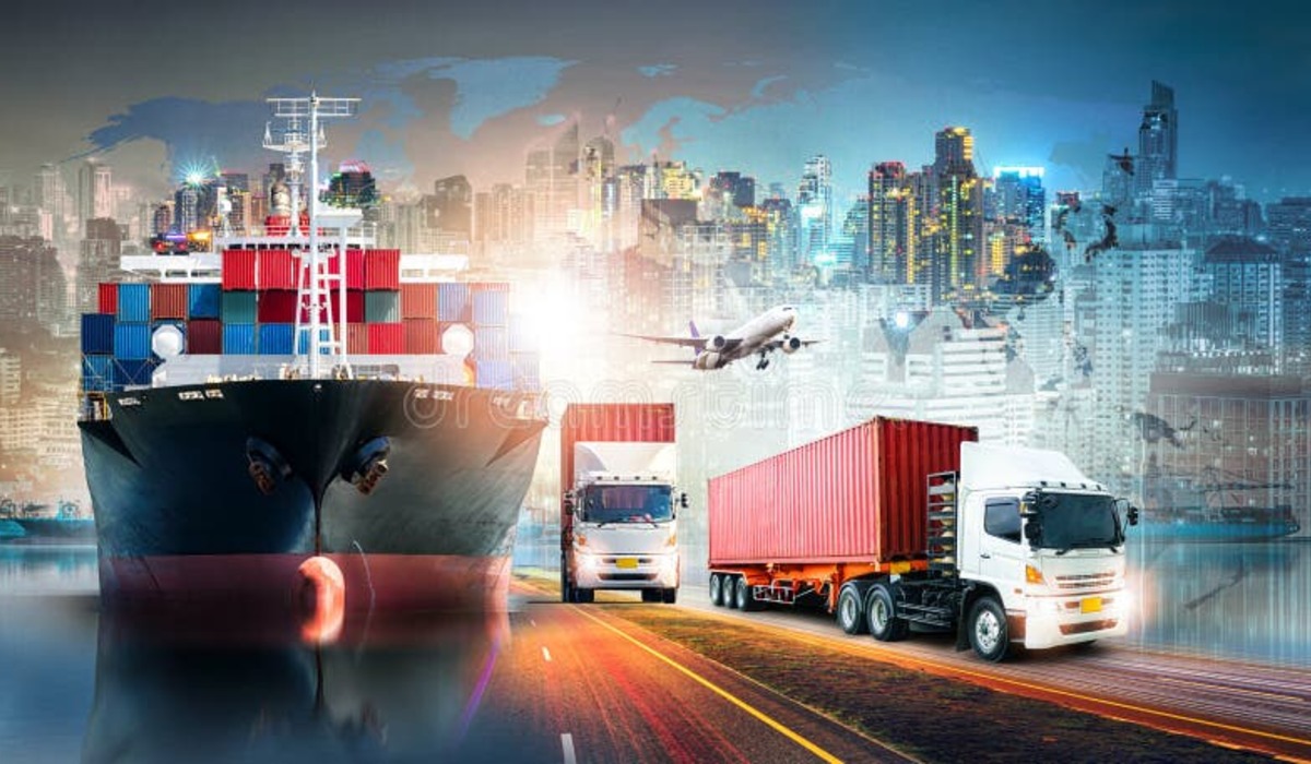 Cargo ship with shipping containers for global delivery